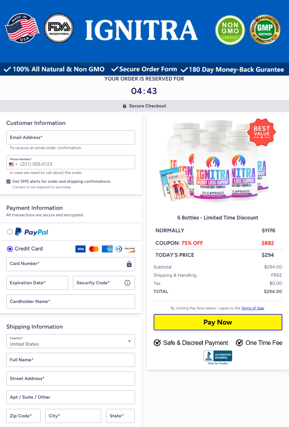 Ignitra secure checkout page showing safe encrypted payment process and trusted order protection for customers